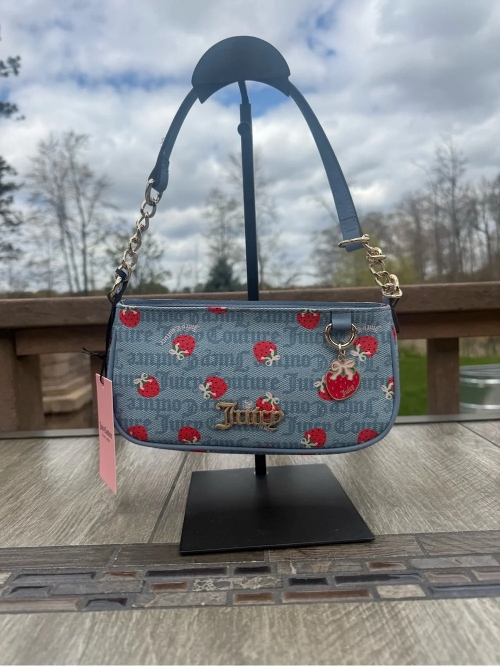 Juicy Couture NWT Light Blue Strawberry Small Bag - Picture 3 of 8